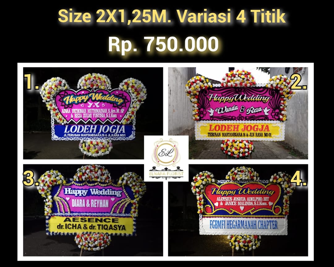 Bunga Papan Happy Wedding (Size 2X1,25M)